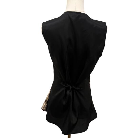 Vintage Cindy Collins Embroidered Vest Burgundy Black Floral Pearl Buttons M - Picture 2 of 8